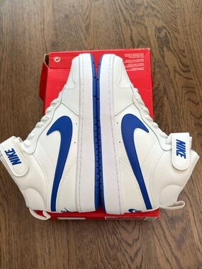 Nike Court Borough Mid 2 GS Summit White/Hyper Royal 7Y/8.5Womans